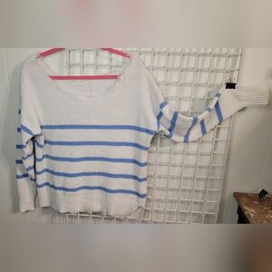 Striped Blue and White Women's Sweater, SOFT,  USED,  CLEAN,  196
